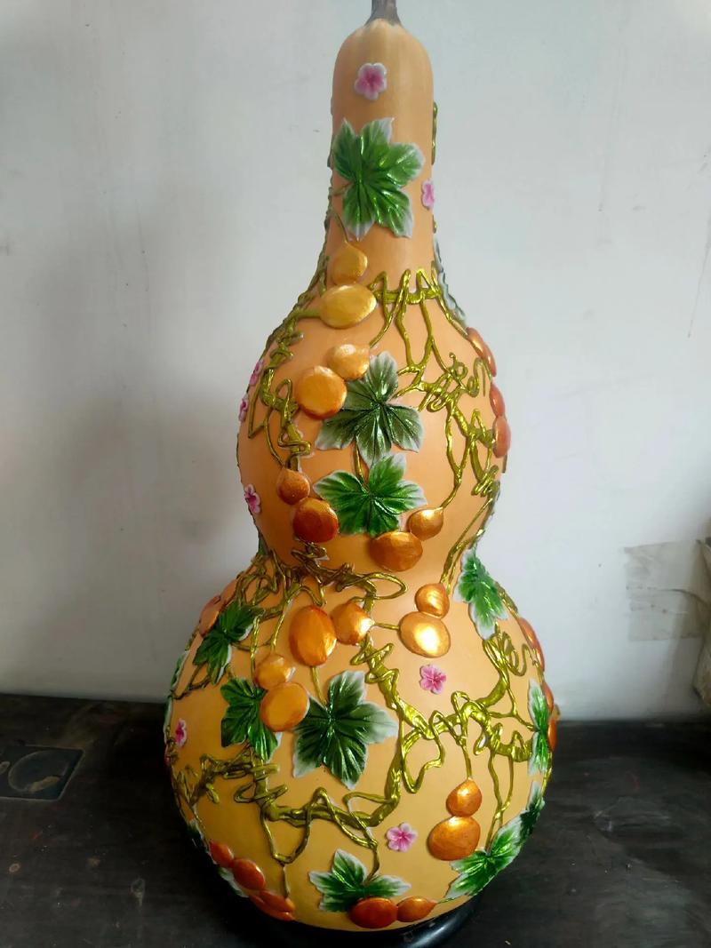 精品手工堆漆彩绘大葫芦福禄万代 艺术与文化的完美融合